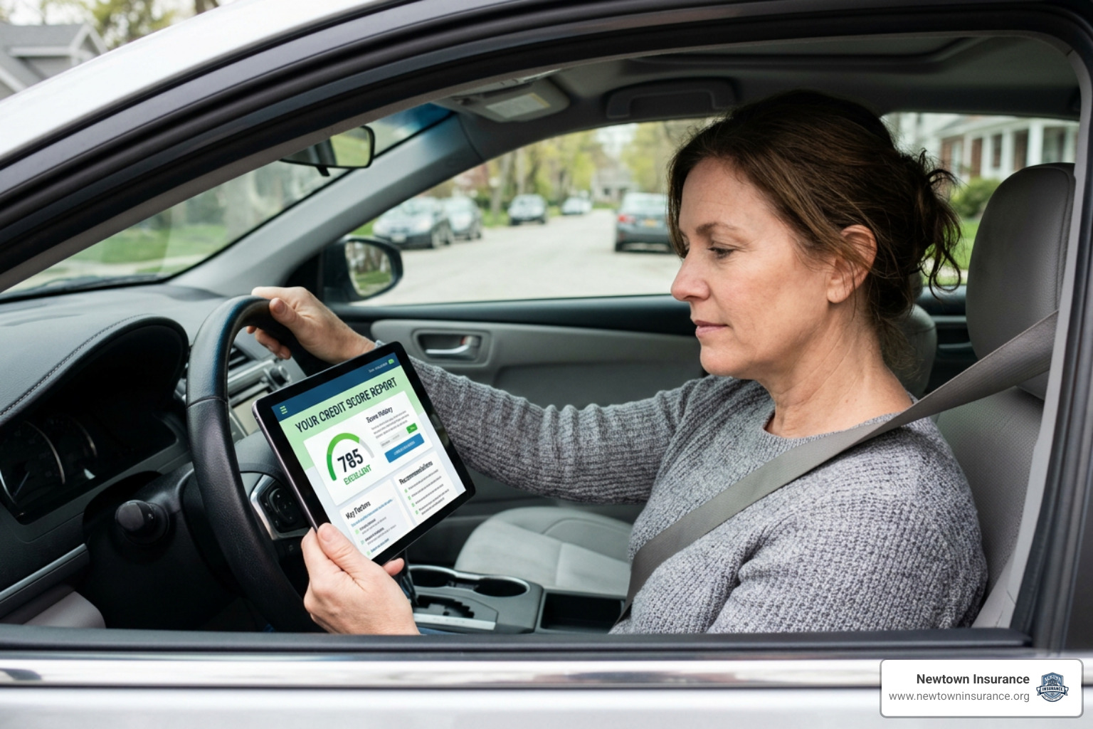 driver looking at a credit score report