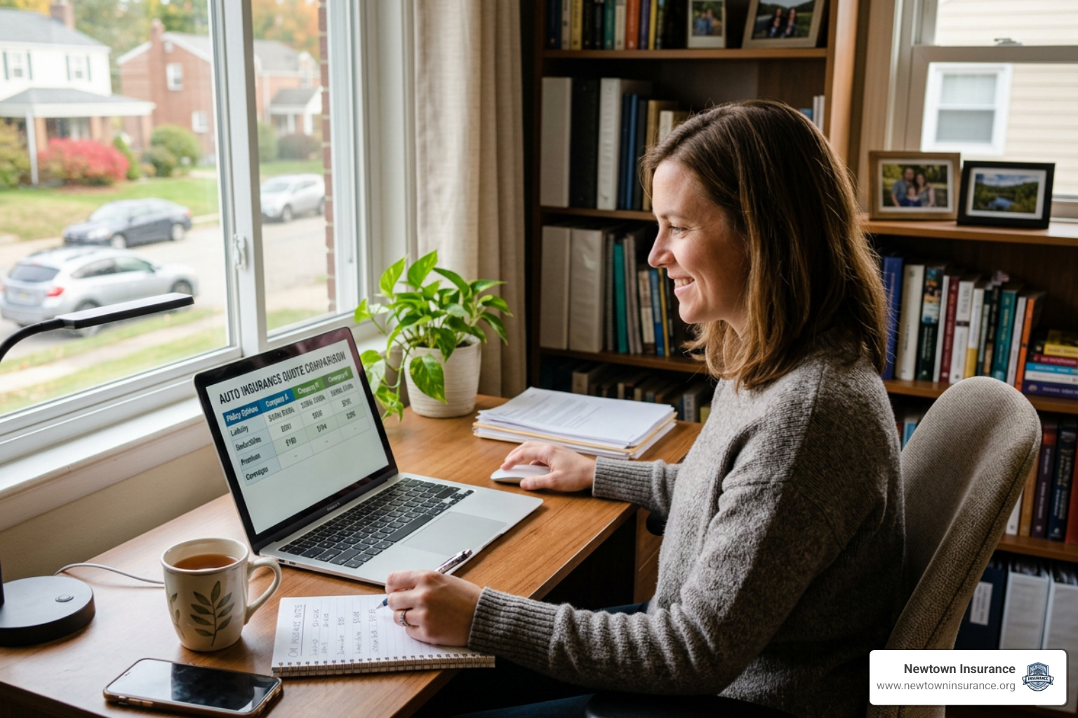 Comparing car insurance quotes on a laptop in Lower Burrell PA