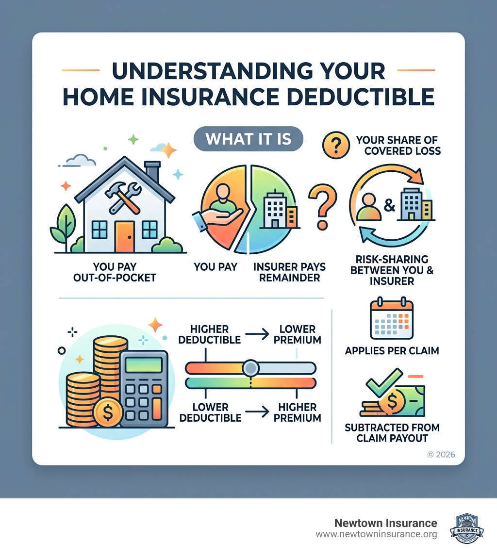 Home insurance deductible explanation infographic - Home insurance deductible infographic 