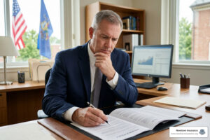 Pennsylvania business owner reviewing insurance policy